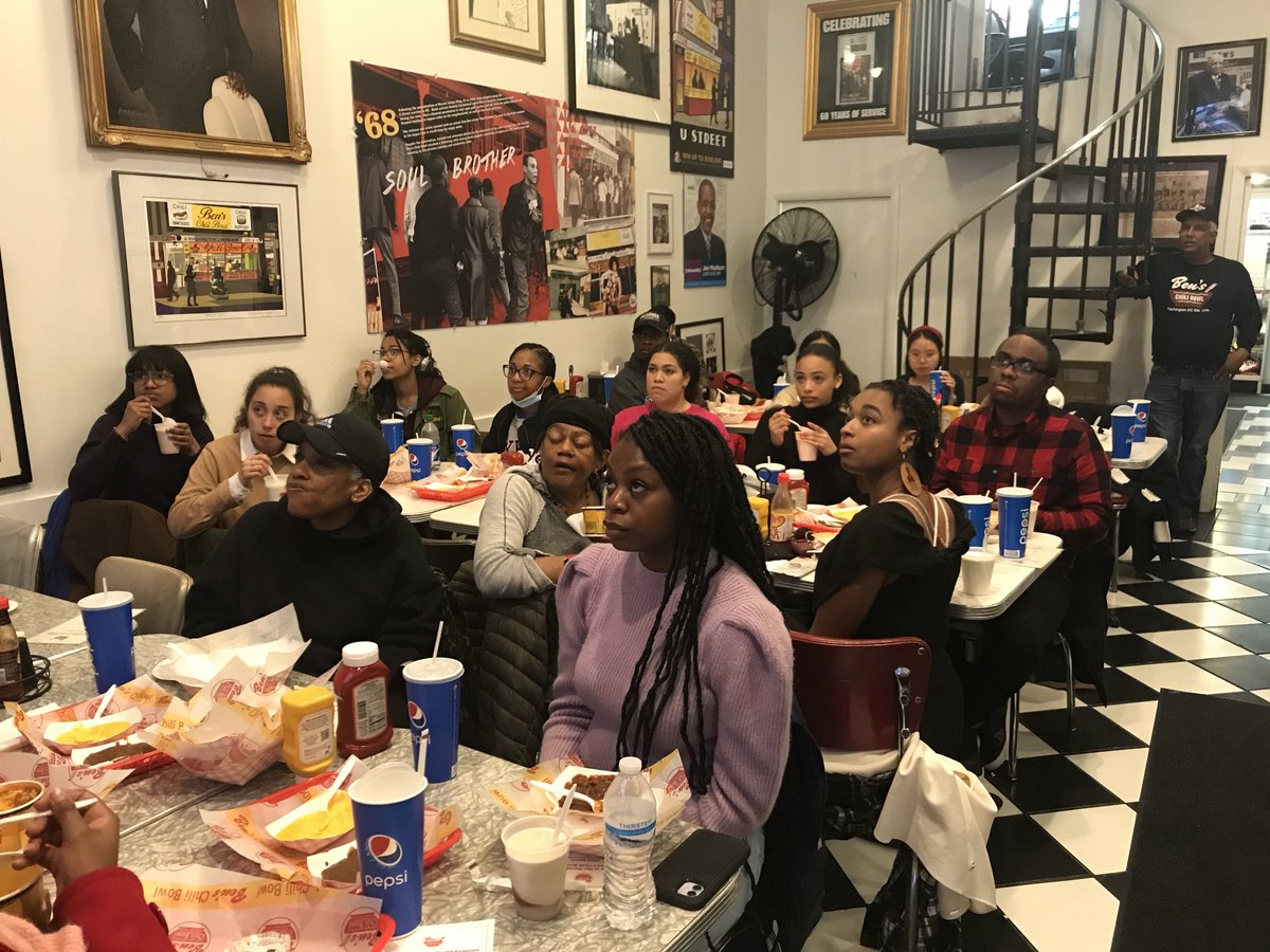 Sewanee students at Ben’s Chili Bowl today. Cyclone storm be damned.
