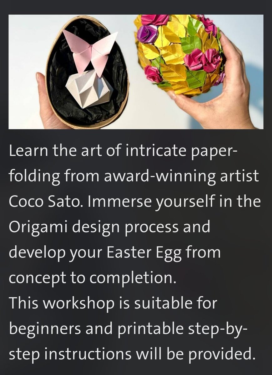 TheCraftShowTV's tweet photo. What a great idea... https://t.co/TD7RSYDxQf

#Origami #Easter #craft #crafting #victoriaandalbertmuseum
#london #thingstodo #thecraftshow https://t.co/ELTyIGSB2S