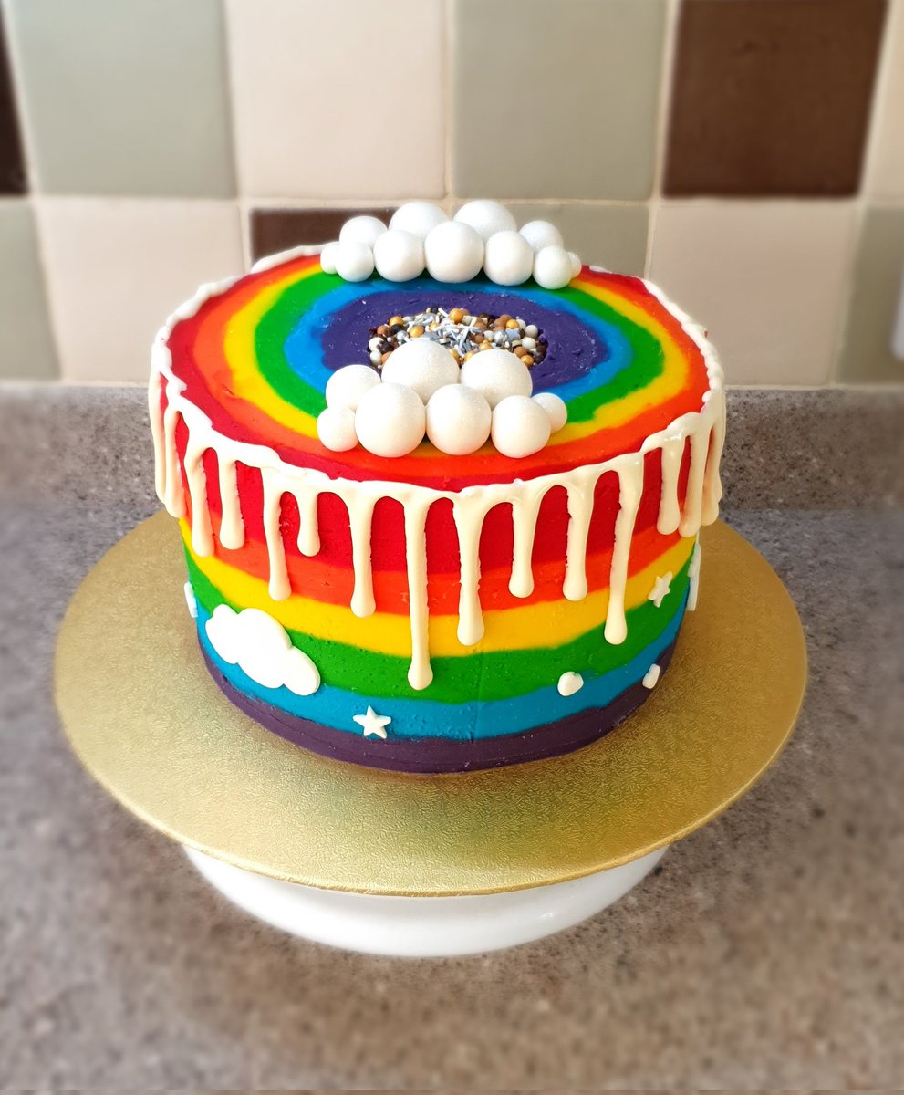 AlexExile10's tweet photo. Rainbow Cake I did today, with toppers added by the mum 😍

Love the colours, you can virtually taste the rainbow.... 🌈

#ChocolateSponge https://t.co/wWhnfUBqZc