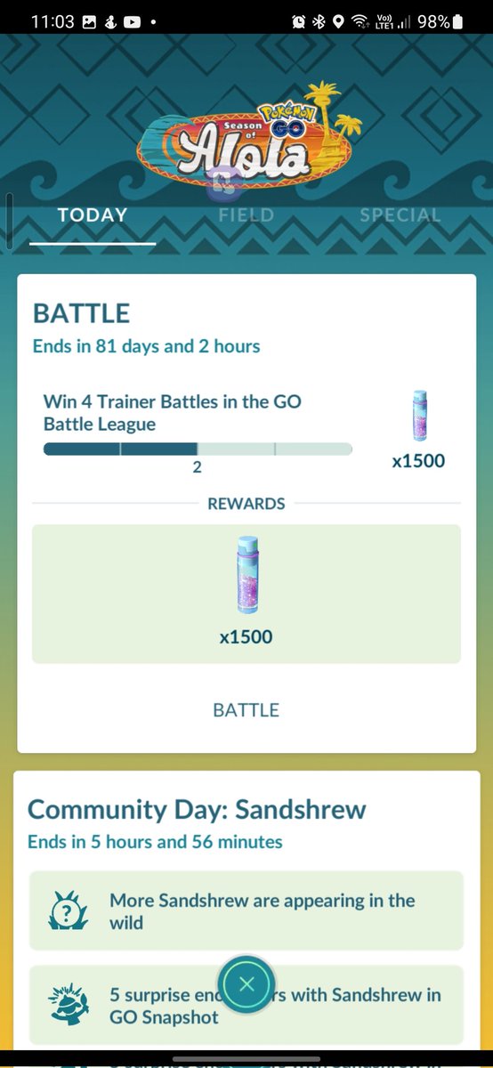 henderFiddyOne's tweet photo. @NianticHelp was there supposed to be a research task for today, if so not showing up, restarted app and all that still not there. Always the first to lose out in NZ. #PokemonGO and yes have purchased ticket. https://t.co/3Tpz9I7iJN