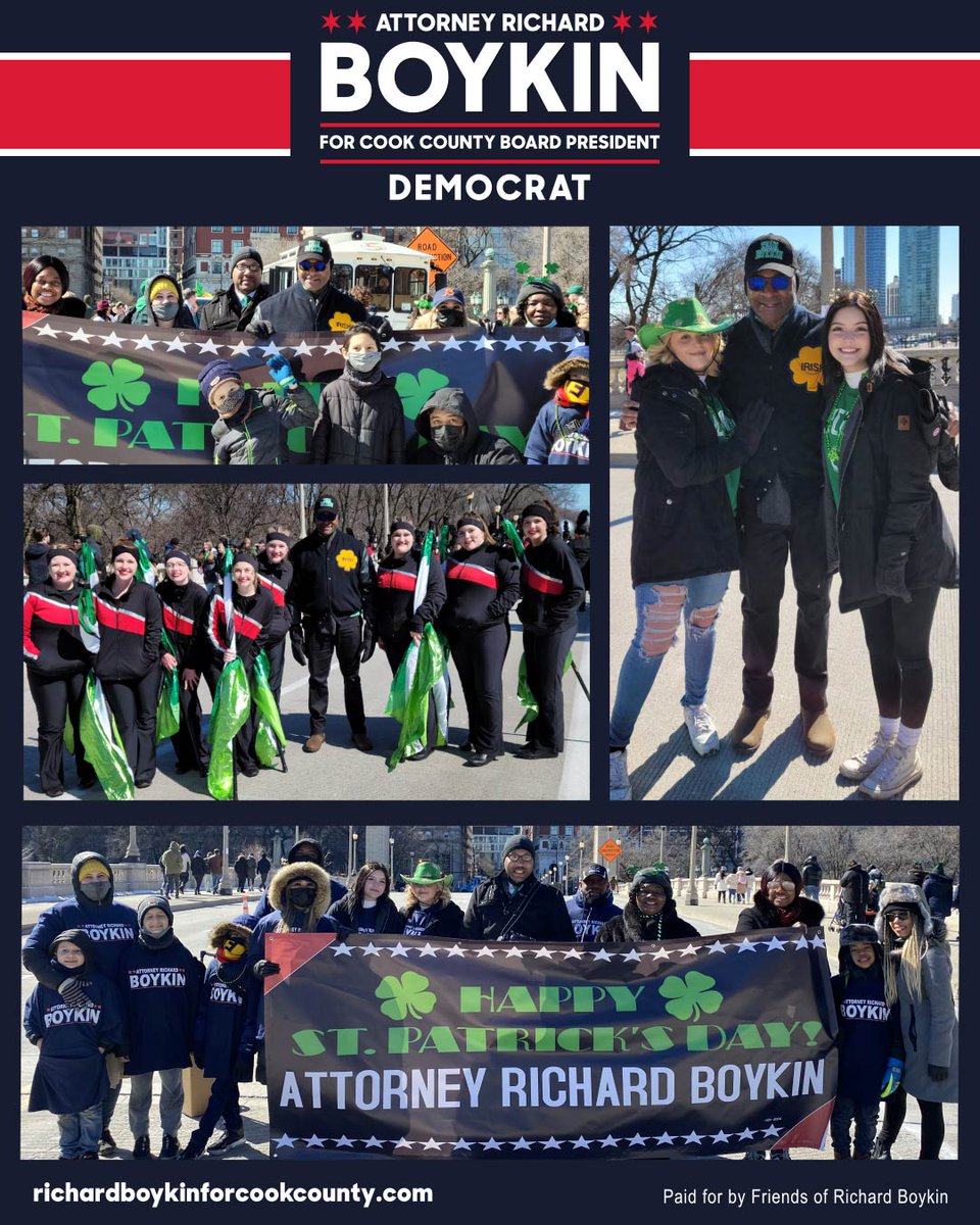 RichardRBoykin's tweet photo. It's cold outside but Saint Patrick's Day warms the heart. Happy Saint Patrick's Day. #SaintPatricksDay
Vote for Richard Boykin for Cook County Board President in the Democratic Primary on June 28th.
#RichardBoykinForCookCounty #saintpatricksday2022
https://t.co/HWfQ1MF58i https://t.co/jOJB6snNHj
