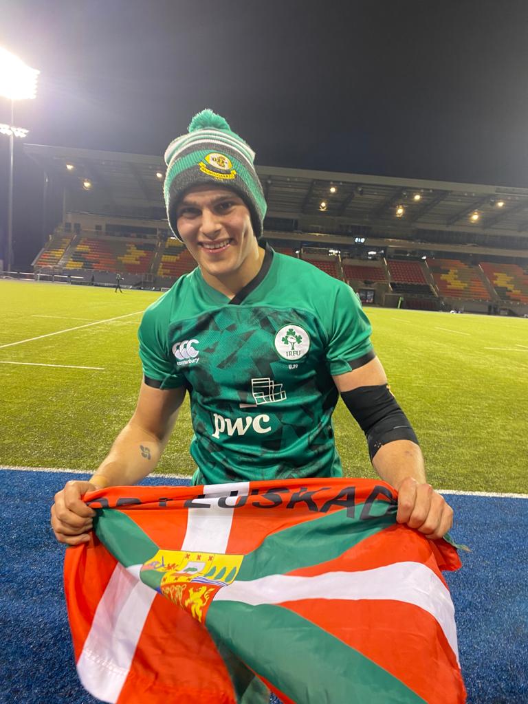 BalbrigganRFC's tweet photo. Pride in his colours, our lad Aitzol, after the match against England tonight! @OurBalbriggan @FingalSports @NELBIRFU @leinsterrugby @IrishRugby @ferugby https://t.co/p7DCaKErWb