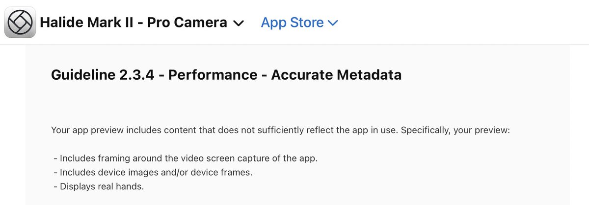 Our bug fix update has been rejected because of our app preview. It was added 18 months ago with zero complaints from App Review. I am getting extremely tired of this theater.