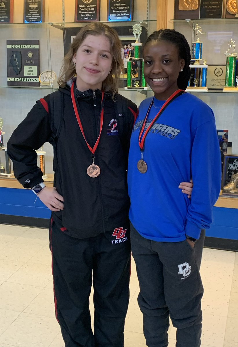 DCHSGirlsTrack's tweet photo. Today’s medal winners @ Huntley:
Paulina Tinajero= 3rd place in triple jump & Pundit Tetteh= 5th place in 400 ❤️💙🏃♀️🥉🏅🎉 #PTx2
We also had PRs from almost every girl today! #BetterThanBefore
#LittleByLittle https://t.co/KL6zdRInIg