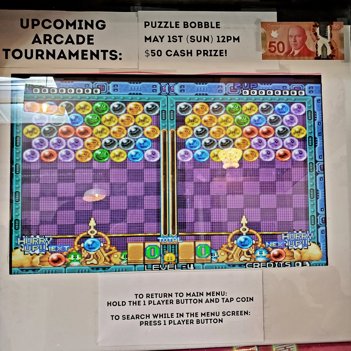 Puzzle Bobble tournament
SUNDAY MAY 1st @ 12 noon
$50 cash prize!