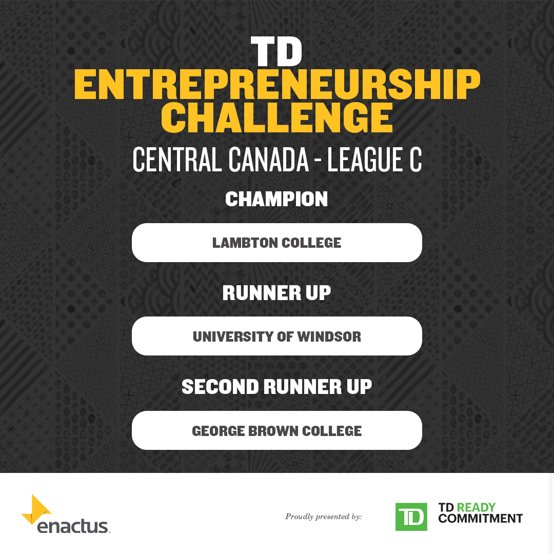 Congratulations to our Central Canadian #EnactusRegionals Champions in the @TD_Canada Entrepreneurship Challenge! 🏆 We can't wait to see you showcase your projects at #EnactusNationals 2022 in May!
