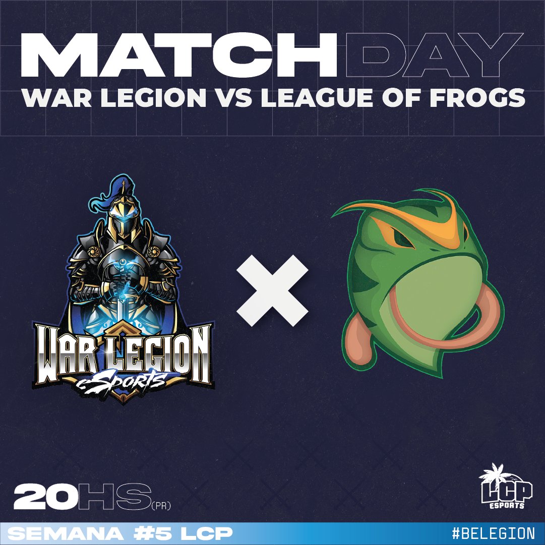 ¿Sábado? Juega la legión❤

Esta noche seguimos nuestro camino en la LCP que ya estamos con los partidos de vuelta👊🏽

🆚<a href="/LeagueOfFrogs/">LeagueofFrogs</a> 
⏰20:00 🇵🇷
🟪twitch.tv/lcp_esports_
🏆 Fecha #8 | <a href="/lcpesports/">LCP Esports</a>

Nos vemos ahí👋🏽 

#BeLegion⚔