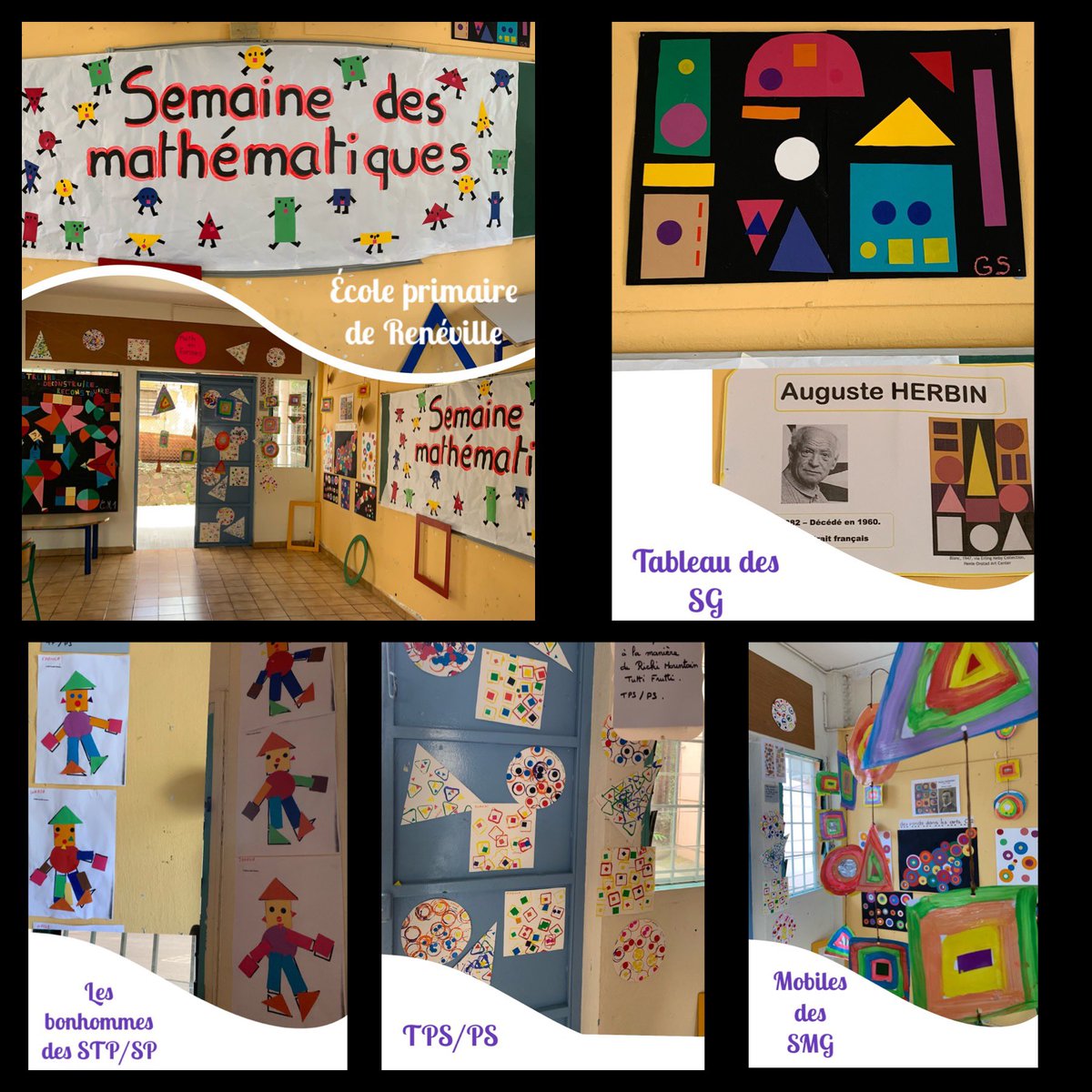 SandrineLiger's tweet photo. #SemaineDesMaths #MathsenFormes @GeorgesSteph2 superbe expo ! toute une école inspirée 🤩 @MissionMath_972 @CircoFdF1 https://t.co/u8dMGwkhmp