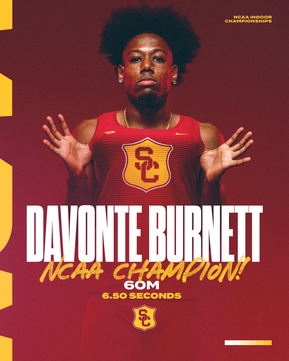 USC_Track_Field's tweet photo. 👑 𝐌 𝟔𝟎𝐌 𝐅𝐈𝐍𝐀𝐋 👑

Davonte Burnett is the 𝙉𝘾𝘼𝘼 𝙄𝙉𝘿𝙊𝙊𝙍 𝘾𝙃𝘼𝙈𝙋𝙄𝙊𝙉!

He wins it with a PB of 6.50! https://t.co/JOgZSqOEj5
