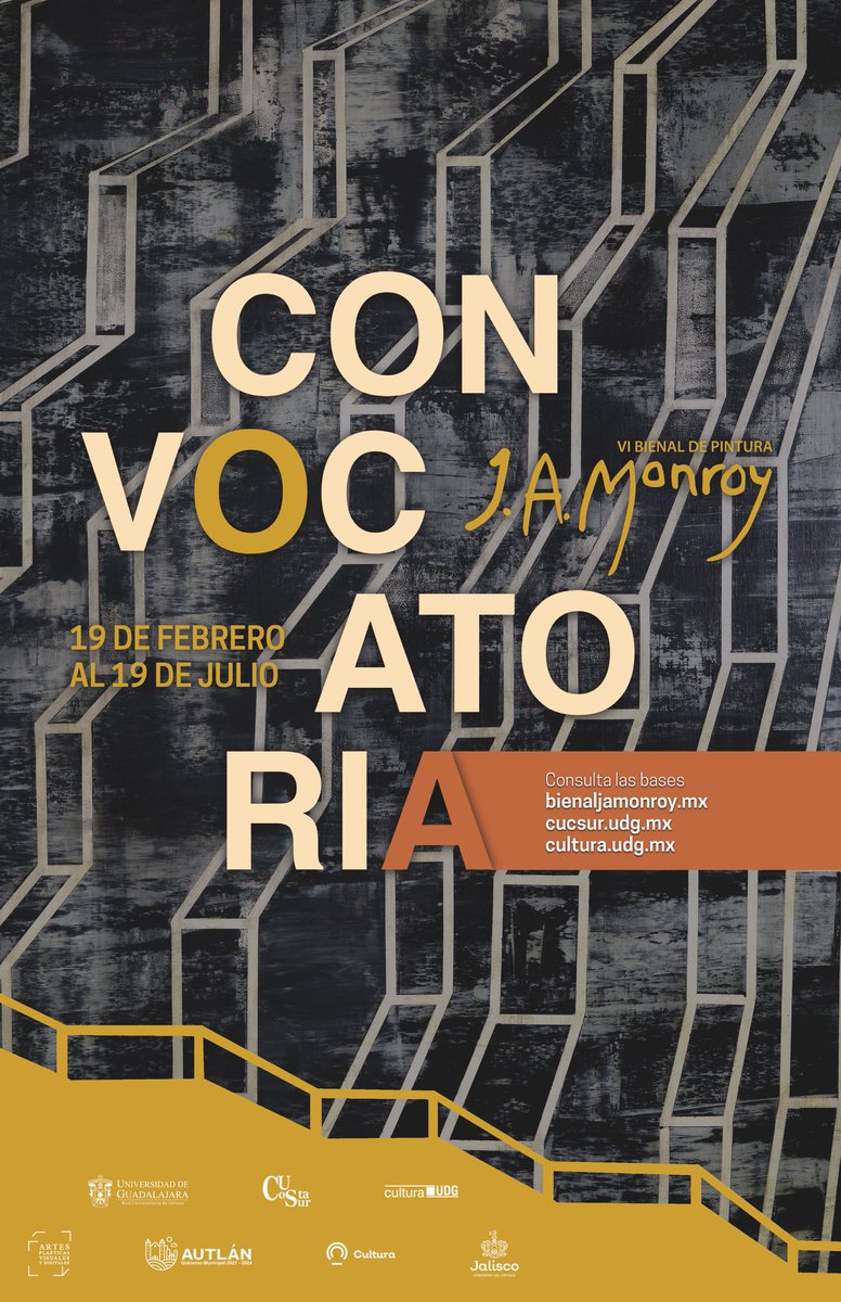 rvillanueval's tweet photo. ¡Artistas plásticos!🎨

Les comparto que ya está abierta la convocatoria para participar en la VI @BienalJAMonroy 2022.

No dejen pasar esta apuesta de nuestra @Udg_oficial por fortalecer el desarrollo de artistas emergentes y consolidados. 👇🏽 

➡️https://t.co/HxXhhrJrMP https://t.co/UBq3mPwmLY
