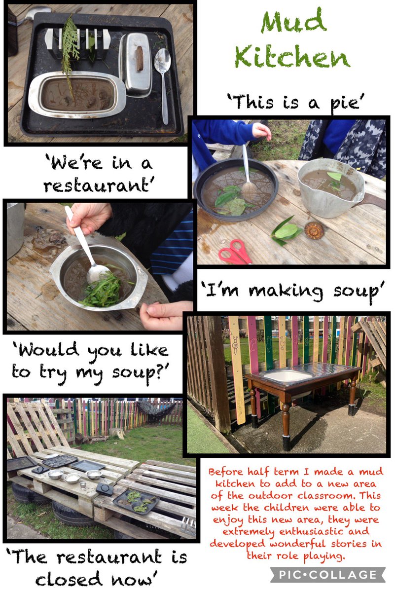 EleanorMiss's tweet photo. After deciding to create a new area in my placement’s outdoor classroom, I sourced a cable reel, pots/pans &amp; made a mud kitchen. This week the children were introduced to the new area, they were very excited to start making potions, pies &amp; cakes. 🍃 #eyfs #edutwitter #outdoorplay https://t.co/vs0QzrThZE