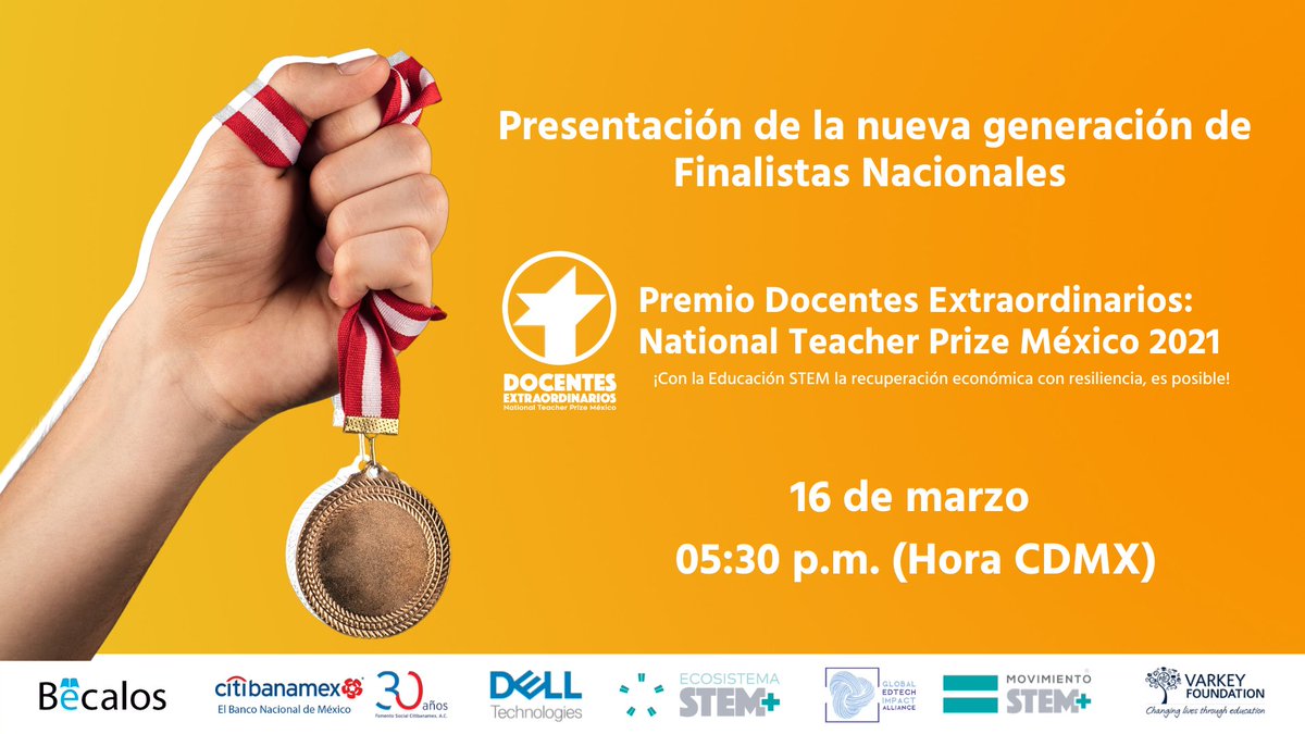 Te invitamos al evento de presentación de la nueva generación de Finalistas Nacionales del Premio Docentes Extraordinarios: National Teacher Prize México 2021. Sintonízanos este 16 de marzo a las 17:30 horas.
¡No te lo pierdas! 
web.facebook.com/events/5321690…