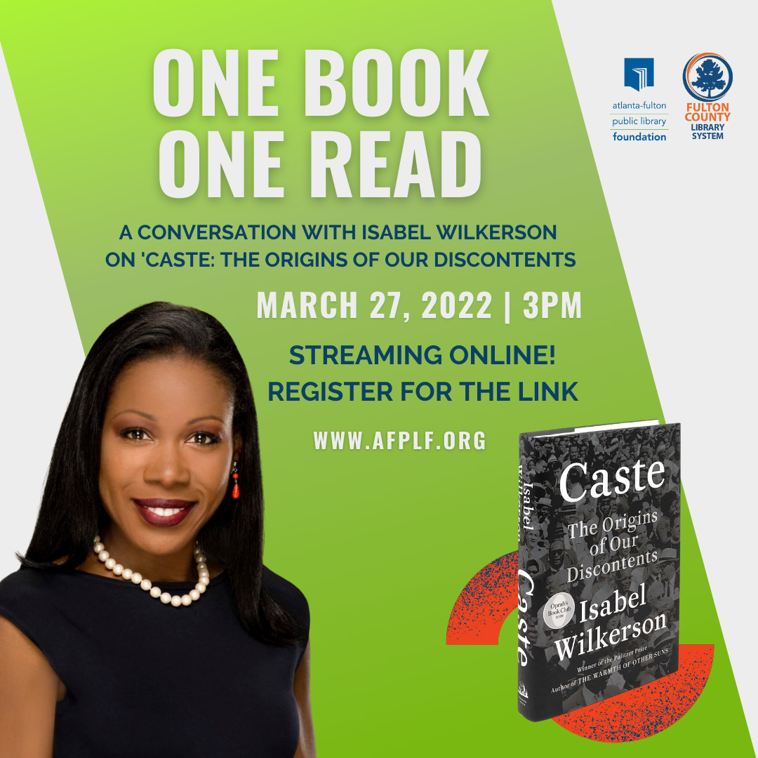 afplf_atl's tweet photo. One Book, One Read's culminating event with author Isabel Wilkerson will now be a virtual lecture held via Zoom on March 27th at 3PM. The event is free and those interested in attending can register for ti... https://t.co/oUiBQ4xh39 #linkinbio!
#OBORATL
#FulCoLibrary
#FultonReads https://t.co/WdmCF1Omfy
