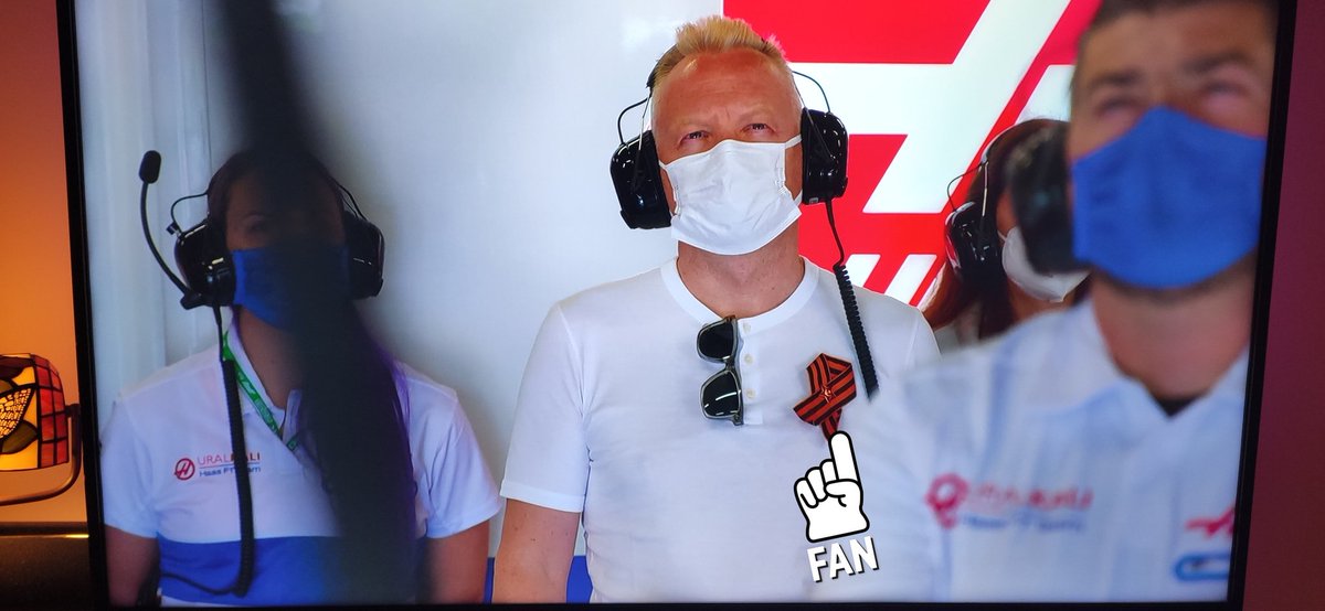 This is why #HassF1 had to drop them. Putin Fan with the Crimean Invasion Colours. How can these rich folks back such Evil Dictators. #SkyF1 #FIA