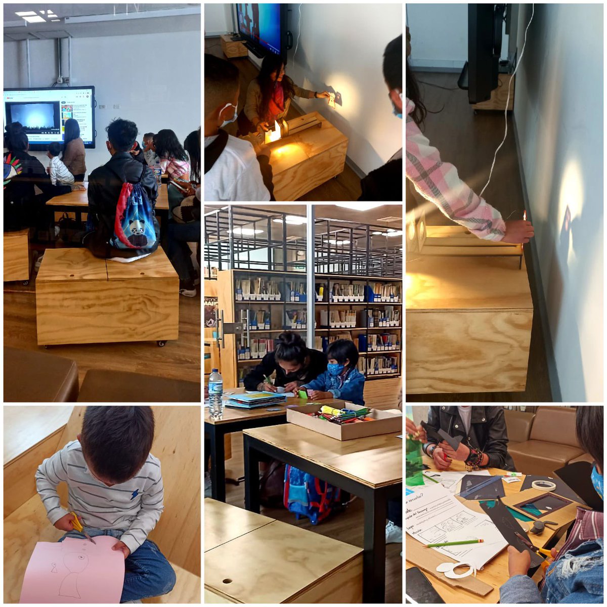 CinematecaBta's tweet photo. #MiradasCompartidas 🤗 | Esta mañana en la #Becma, realizamos el microtaller Luz: Historia, mitos y magia.
Nuestros pequeños reconocieron los usos de la luz y algunos fenómenos ópticos. En el teatro de sombras hicieron varias actividades de exploración con varios objetos 👌👌🤗 https://t.co/ioUNXcwGVI
