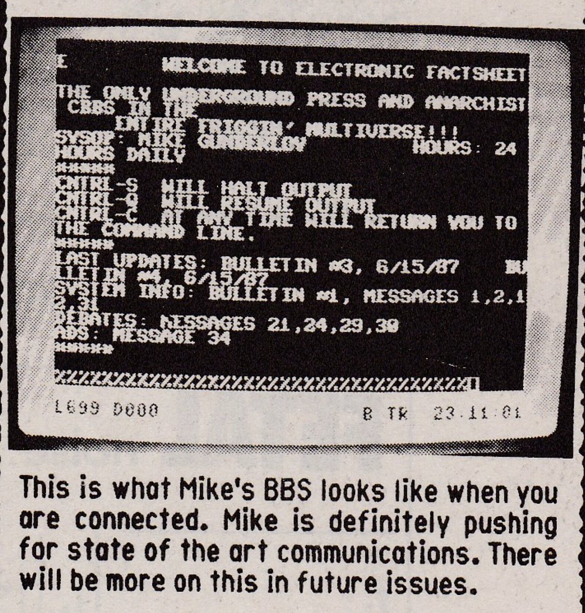 F5_archive's tweet photo. The ascension of F5 between 1982-87 was due to Mike Gunderloy's tenacity and technical skill, but also his desire to connect with other freaks + geeks by any available means, including dialing in to BBSes. https://t.co/frYQ3oVucQ #factsheet5 #factsheetfive #BBS #Flipside #zines https://t.co/RG3FpQQGEK