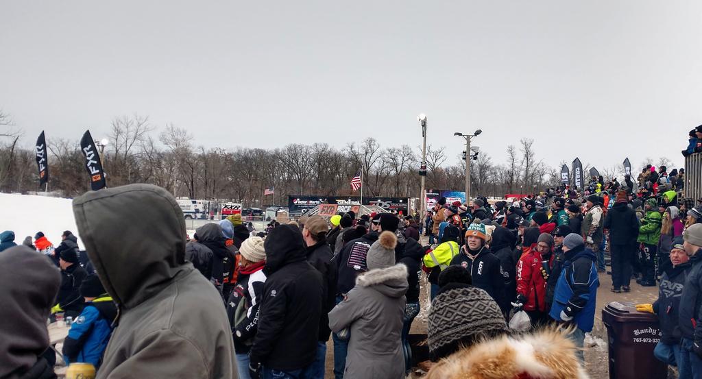 OwenRiess's tweet photo. Crowd is building for the Saturday night @AMSOILINC @snocross at @ERXmotorpark with the #Snowbikes coming up shortly. https://t.co/5wepxHYqOB
