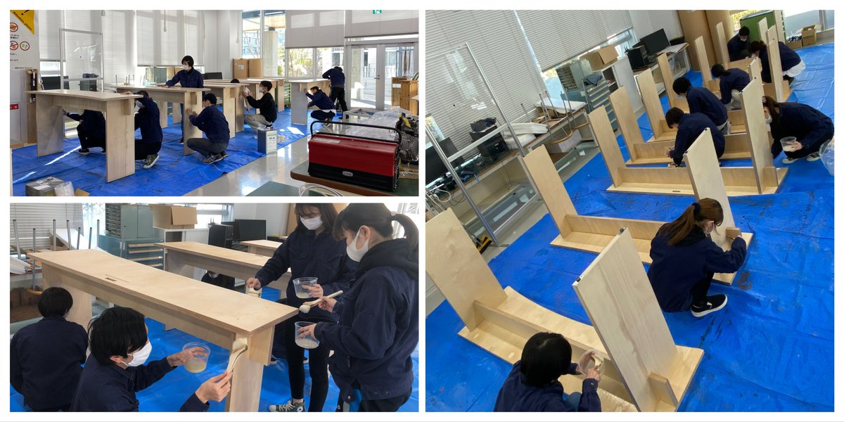 fukuoka_u_TA's tweet photo. 有朋会館２Fラウンジの改修が 学生の手により行われていましたが、今年度分の作業が終了しました！
17日に理学部コーヒーラボと共同でプレオープンイベントを開催するそうです。
今回はハイカウンターデスクと屋台型のグループ学習ブース2台を設置。お時間ある方は是非！
#福岡大学 #工学部 #建築学科 https://t.co/oSQ9HjwEnd