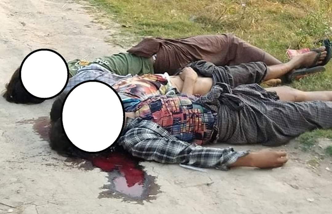 spring21MM's tweet photo. Tw// Death, Gunshots
On Mar 12 Morning in #Seikkhun village,#Shwebo Tsp, Military terrorists Abducted 3 workers on their way to cut banna trees for having knifes.After that, terrorists Brutally Shot Dead the 3 men on the night of Mar 12 &amp; Dumped the dead bodies...

#2022Mar13Coup https://t.co/YwK5rmDFPr