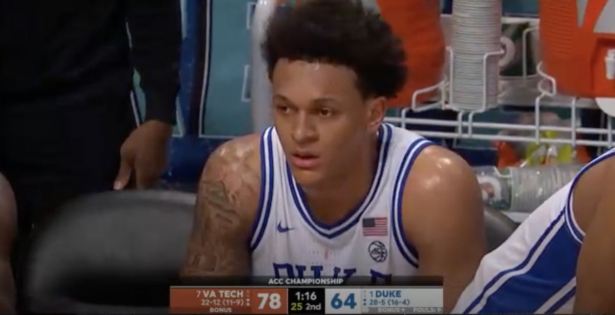 BleacherReport's tweet photo. Virginia Tech stuns Duke in the ACC Championship 😱 https://t.co/4vW57qo6XY