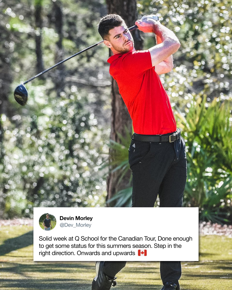 👏 <a href="/Dev_Morley/">Devin Morley</a> 👏

Devin earned conditional status on <a href="/PGATOURCanada/">PGA TOUR Americas</a> after finishing T13 (-6) at Q School after carding rounds of 69, 73, 71 &amp; 69.

#GoCards x #ProCards