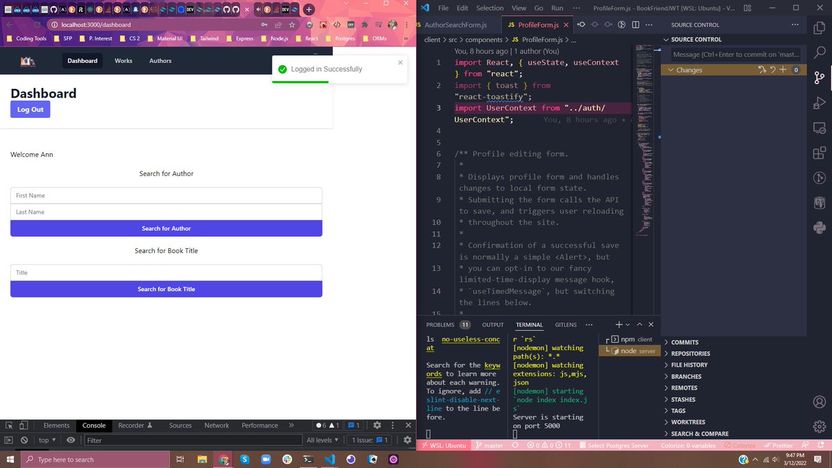 MakeItBreaux's tweet photo. [48/100] I've been working on styling my app with Tailwind CSS, taking a break from the mind-bending logic that I still have to write to get the search functionality working the way it is supposed to. Struggling passing information from component to component.

#ReactJS #nodejs https://t.co/IJpyTA7Jq9