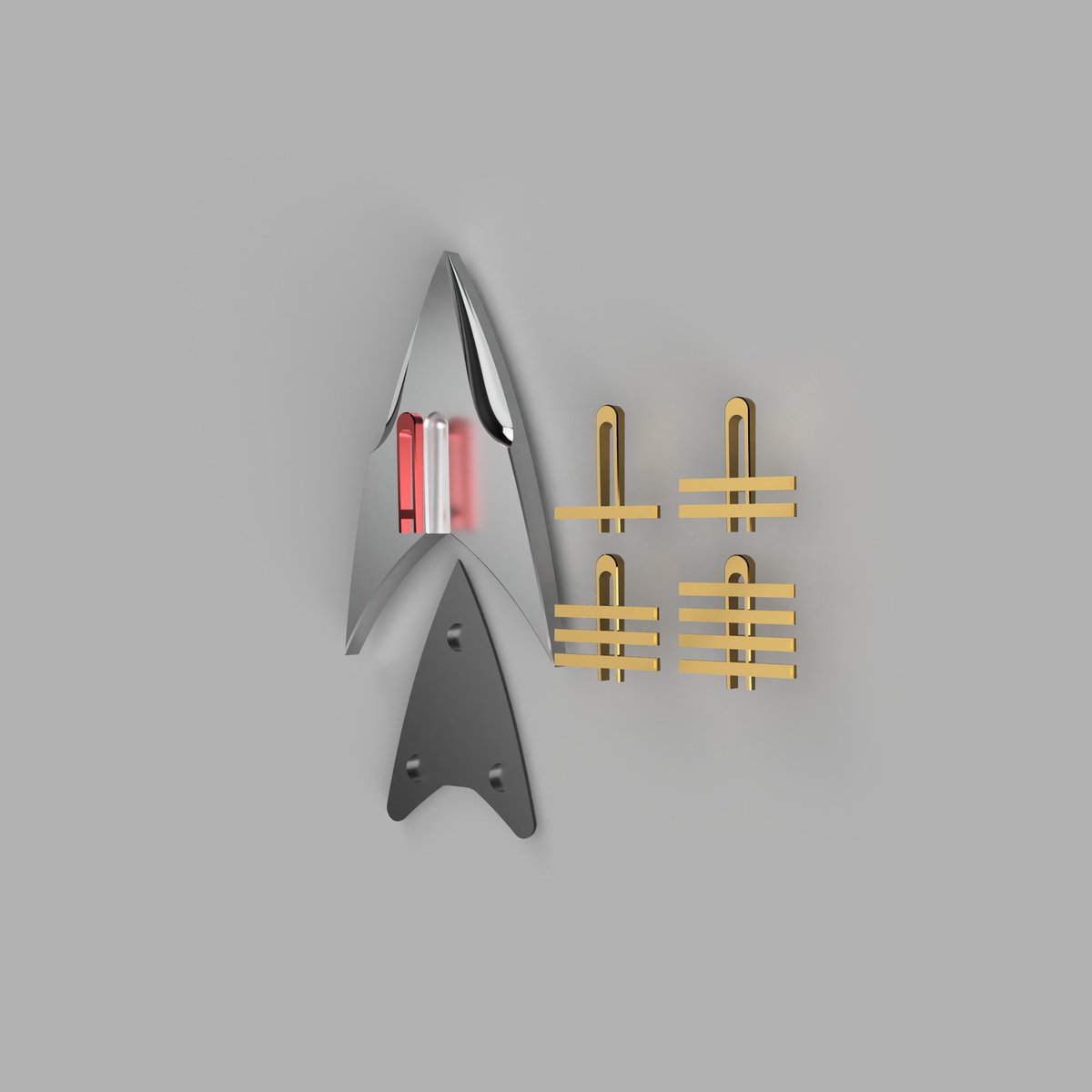 lovemakeshare's tweet photo. I ambitiously modeled the badges from #StarTrekPicard when the trailer dropped. They were fine. But then @TrekCore dropped amazing reference and I had to update the model. Can't wait to #3dprint these. #StarTrek #startrekprops https://t.co/2aNhAmIULY