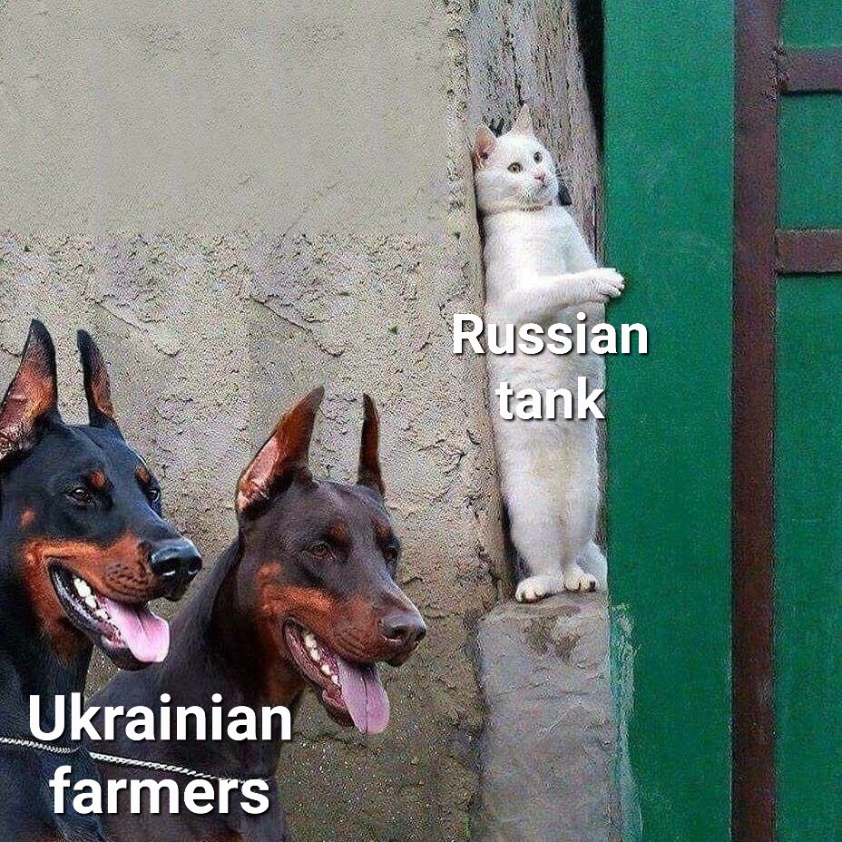 CatUA78's tweet photo. #Ukrainian farmers vs #russian tank
#Ukraine #RussiaUkraineWar https://t.co/Xr8FwQSbn4