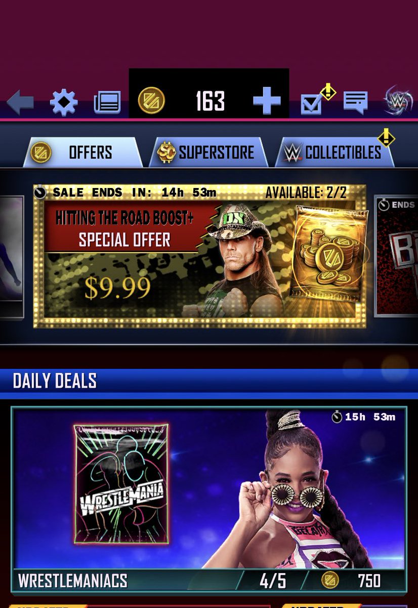 dvpechristian's tweet photo. @SUPERZOMGBBQ i have to be the luckiest guy in the world for a noob player even tho i’ve played since the game first released .. i’m still horrible but .. i got the shawn from the $4.99 pack and the bianca from the wrestlemaniac pack.. https://t.co/8f3k5MKdJS