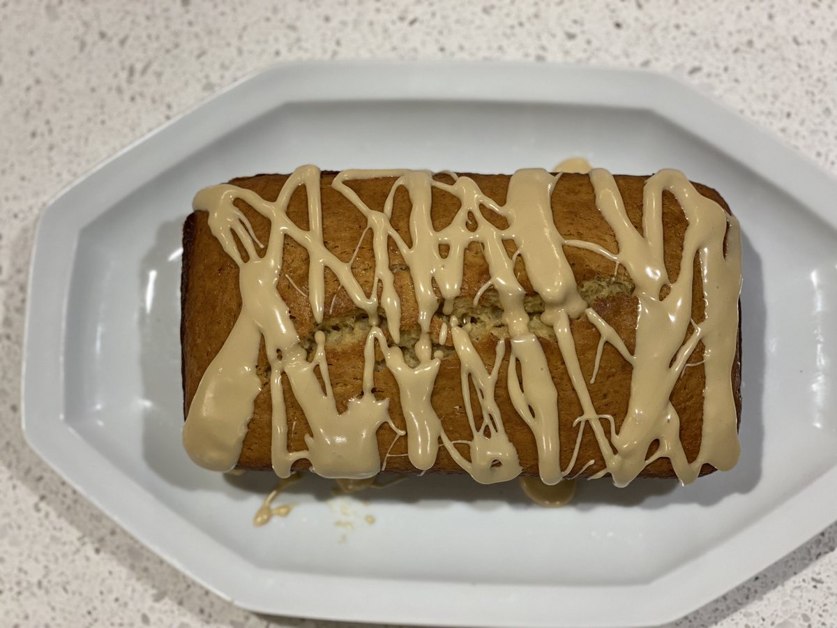 Cardamom scented banana bread with a maple glaze, recipe from <a href="/SpiceSpoon/">Shayma Saadat</a> (head to her Instagram)