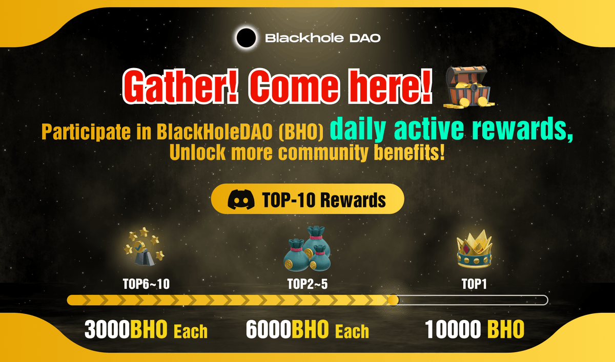 BlackHoleDAO_'s tweet photo. 😎Gather! Come here!💵💵💵💵
👑Participate in BlackHoleDAO (BHO) daily active rewards in Discord！Unlock more community benefits!⚙️⚙️👇👇👇
🔗https://t.co/Wfsr0vHMIT

#BlackHoleDAO #BHO #defi @VitalikButerin  @cz_binance  @binance @BinanceLabs @dogecoin @dogecoin_devs @Shibtoken https://t.co/42O3M40wRx