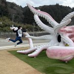 能登半島「イカの駅つくモール」で…巨大イカと戦った写真w