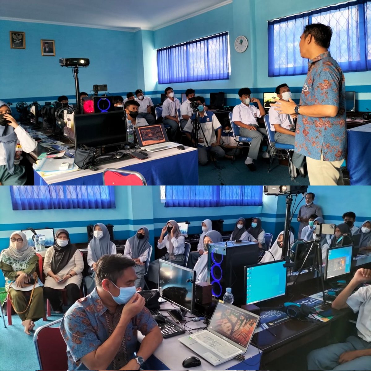JICTIndonesia's tweet photo. Sabtu, 12/03/22, JICT kembali mengirimkan Karyawan terbaiknya yaitu Operations Administration Manager Bpk Sudarmanto, utk Mengenalkan Dasar Ilmu Logistics kepada Siswa - Siswi SMK Tj Priok JakUt, sekolah binaan CSR JICT.
#JICT #JICTIndonesia
#CSR #CSRJICT https://t.co/LReemE2g2W