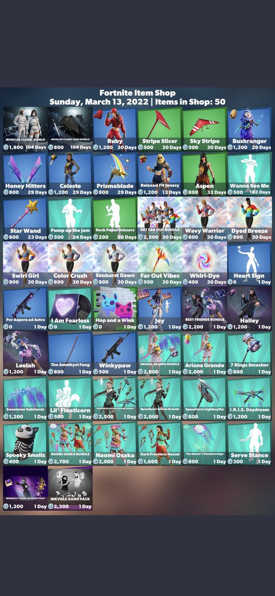 Fortnit03449972's tweet photo. #Fortnite item shop for for Sunday March 13 2022 https://t.co/veacvw1hmY