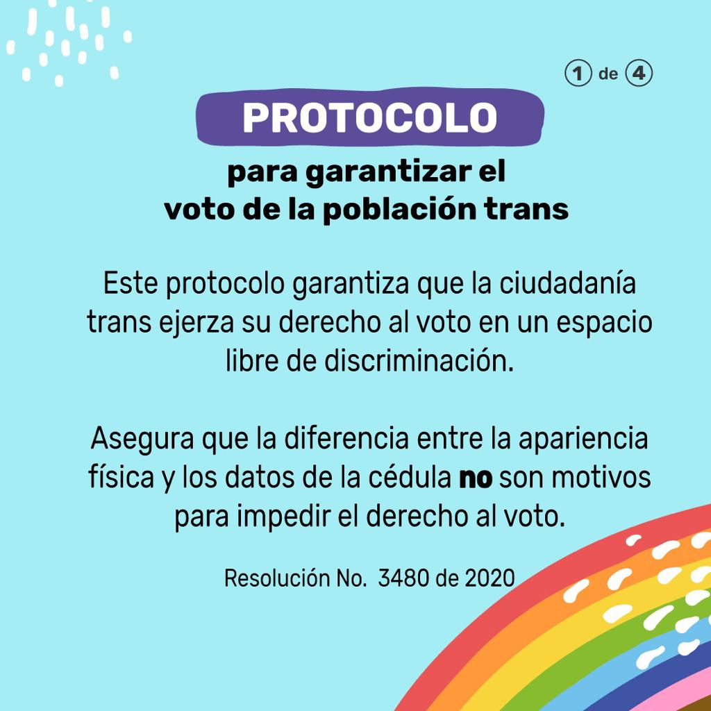 guia_e_'s tweet photo. ¡PASE LO QUE PASE NADIE PUEDE IMPEDIR QUE VOTES! Por primera vez se aplicará en #Colombia 🇨🇴 el PROTOCOLO para garantizar el voto de la población #trans. Resolución N° 3480 de 2020.
#elecciones2022 #decretorans #colombiatrans #lgbt #colombialgbt https://t.co/2aIyMu136R
