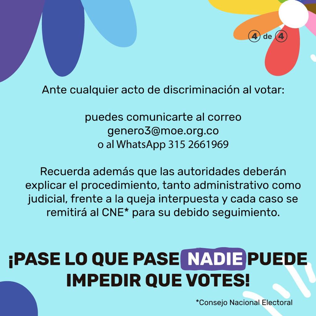 guia_e_'s tweet photo. ¡PASE LO QUE PASE NADIE PUEDE IMPEDIR QUE VOTES! Por primera vez se aplicará en #Colombia 🇨🇴 el PROTOCOLO para garantizar el voto de la población #trans. Resolución N° 3480 de 2020.
#elecciones2022 #decretorans #colombiatrans #lgbt #colombialgbt https://t.co/2aIyMu136R