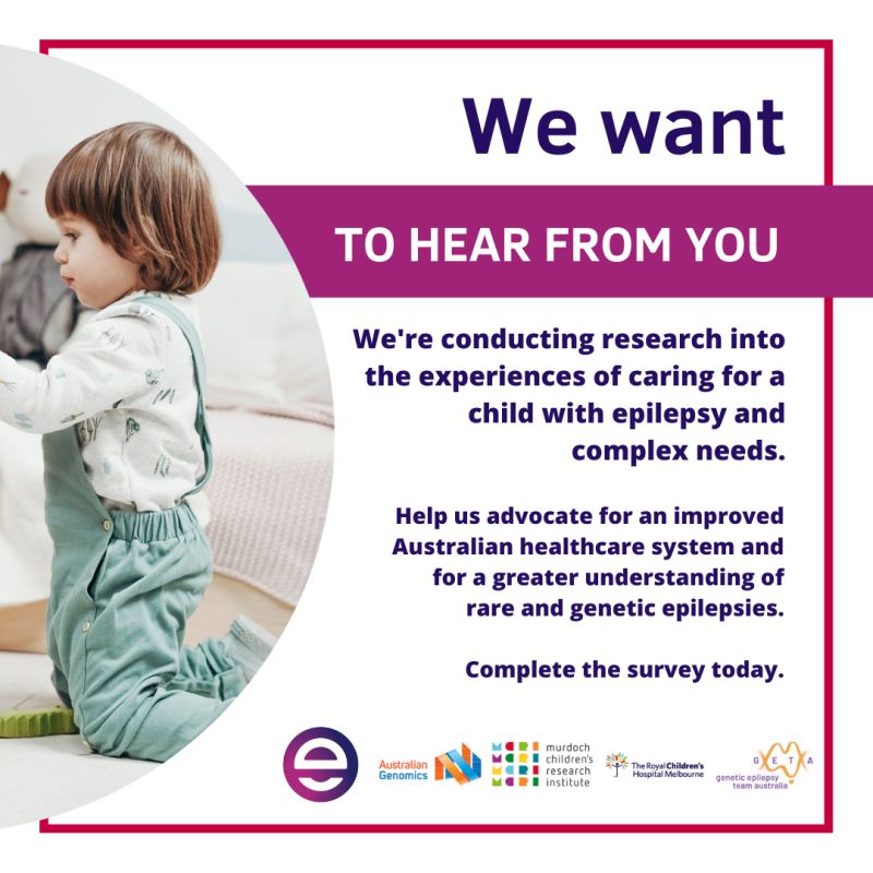 DEE Survey (Australia Only). Please share with your communities and families. We’re working with @RCHMelbourne @epilepsy_fdn , @MCRI_for_kids & @AusGenomics to understand caring for a child with complex needs. Link to do survey - redcap.mcri.edu.au/surveys/?s=JER… #DEE #raredisease