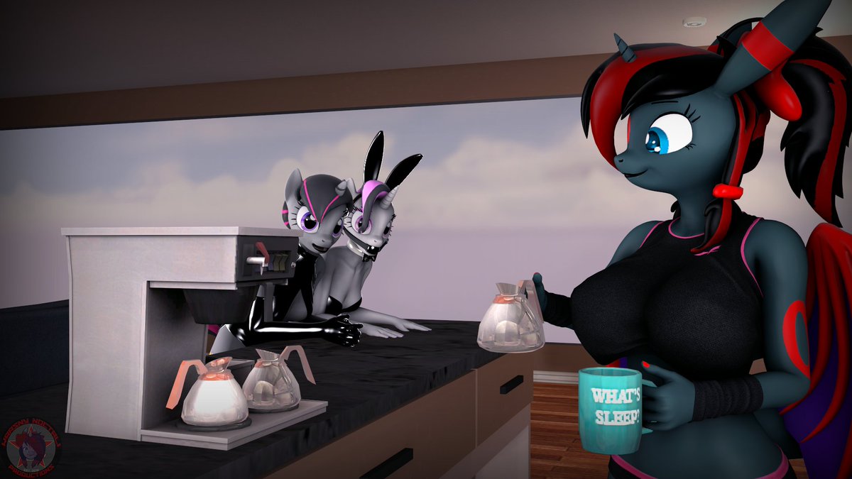 AmioBrian's tweet photo. An anonymous commission and first to even post something for this year. Coffee before kinks, it's a thing. https://t.co/LqYl6rUw1p