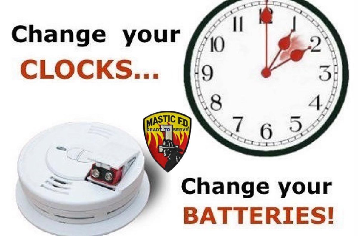 MasticFD's tweet photo. Just a reminder Sunday Morning at 2am set your clocks ahead by one hour and also please remember to change the batteries in all your detectors. https://t.co/Uoscv9zmkE
