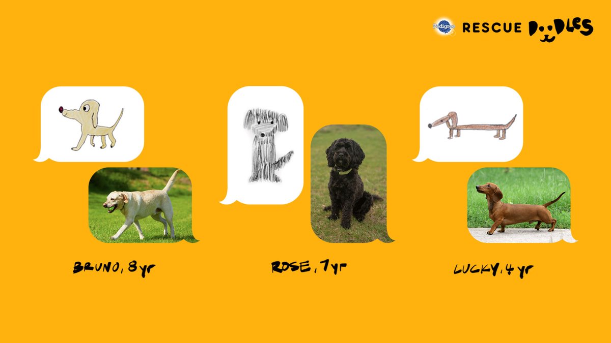 adage's tweet photo. Pedigree's Rescue Doodles will match your kid's drawing to a local rescue pet using AI technology. https://t.co/Zq138smgTa