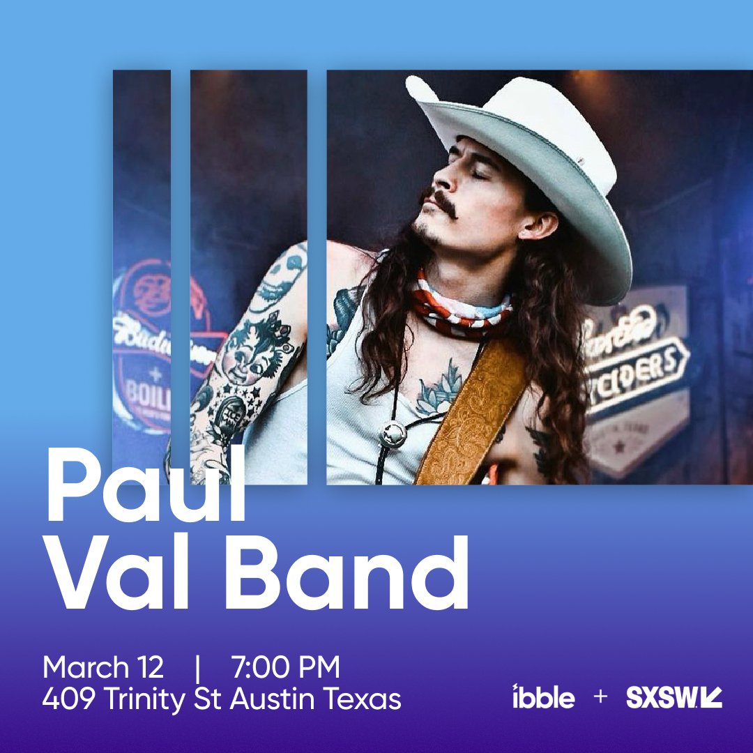 getibble's tweet photo. 🤠Paul Val is one of the most exciting 🎸Blues Rock revival guitarists on the music scene. 👏Put your hands together for Paul Val Band!! 🎶Jam with us on the #ibbleapp https://t.co/Kc5Y3ypGO0
#ibble #SXSW #music #livemusic #austinTexas https://t.co/Hsr3ArZmE4