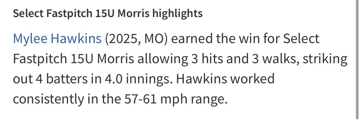 Select Fastpitch 16U Morris tweet media