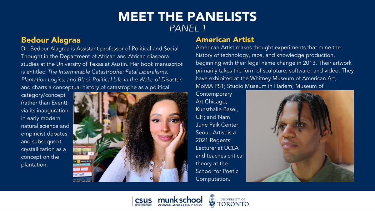 CSUSUofT's tweet photo. "Joint: A Black Gathering on Catastrophe" happening FRIDAY, March 18! You can find more information and register by following the link below!
https://t.co/mEB868AgXc
Meet the panelists from Panel 1, which will start at 11 AM on Friday!
#uoft #uoftevents #uoftlife https://t.co/dNeKC517KF