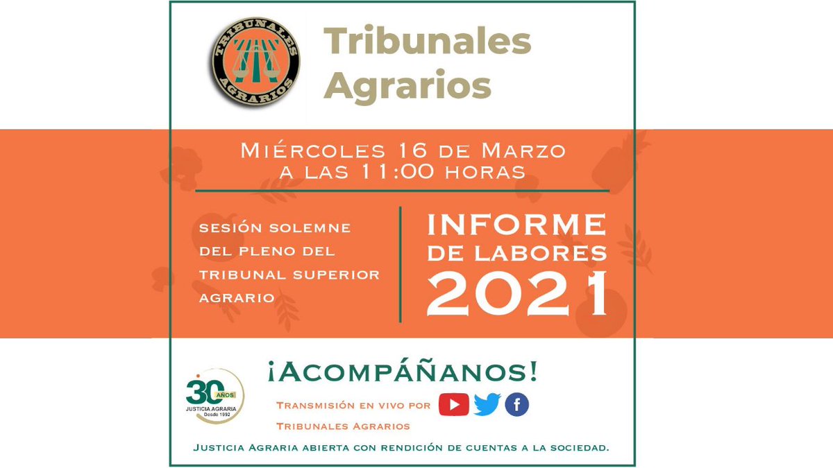 TAgrarios's tweet photo. En el 2021 en los #TribunalesAgrarios se llevaron a cabo concursos de selección de personal, por convocatorias abiertas y cerradas, con lo que se fortaleció la carrera jurisdiccional agraria

Resultados en el 𝗶𝗻𝗳𝗼𝗿𝗺𝗲 𝗱𝗲 𝗹𝗮𝗯𝗼𝗿𝗲𝘀 𝟮𝟬𝟮𝟭

📺https://t.co/ThoNAUNFwj https://t.co/JYX5N8xRqT