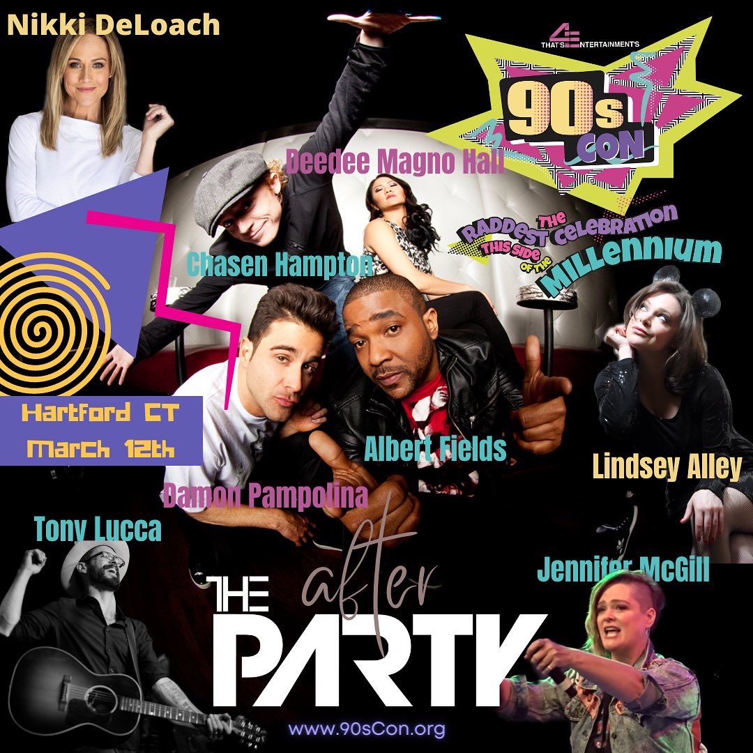 2NIGHT! #90sCon After-Party w. <a href="/ThePartyIsNow/">The Party (Official)</a> &amp; #Mouseketeers spotlighting <a href="/alzassociation/">Alzheimer's Association</a>💜 

Feat: <a href="/nikkideloach/">Nikki DeLoach</a> <a href="/MsLindseyAlley/">Lindsey Alley</a> <a href="/luccadoes/">Tony Lucca</a>  <a href="/DeedeeMagnoHall/">Deedee Magno Hall</a> <a href="/Chasen_Hampton/">Chasen Hampton</a> @TheJennMcGill <a href="/Damon__P/">Damon Pampolina</a> @Jeunewtf 

Tix: thats4entertainment.com/90scon 

#MickeyMouseClub #AlwaysInTheClub