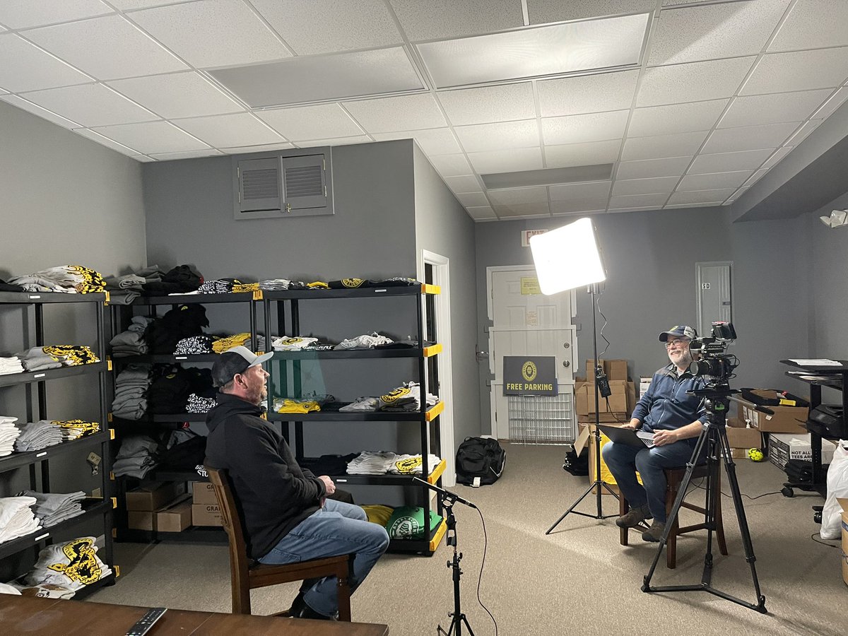AppalachianFc's tweet photo. App FC Front Office being interviewed by Documentary Crew in town to produce a Sizzle Reel to pitch to TV Network. If pilot is well received, there’s a chance that Appalachian FC may have a Reality TV Show. Now, that would be one Squatchy TV Show. Would you watch it? 💛🖤🎥📺 https://t.co/4wUJVACtRm