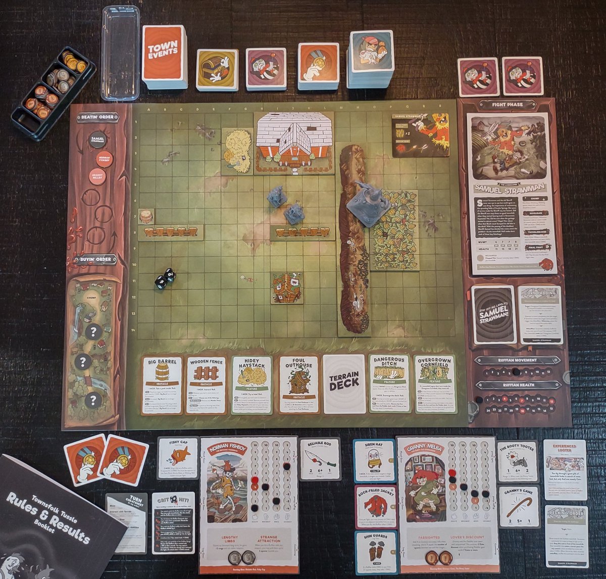 CreakyTable's tweet photo. Townsfolk Tussle by Panic Roll is a gorgeous, well-crafted, but challenging boss-battler and has us looking forward to more plays. Just snuck by this battle... eee. 😬
#boardgames #tabletopgames #bgg #bggcommunity #dice #minis #miniatures #cartoon #townsfolktussle #panicroll https://t.co/Fpr95SJZCZ