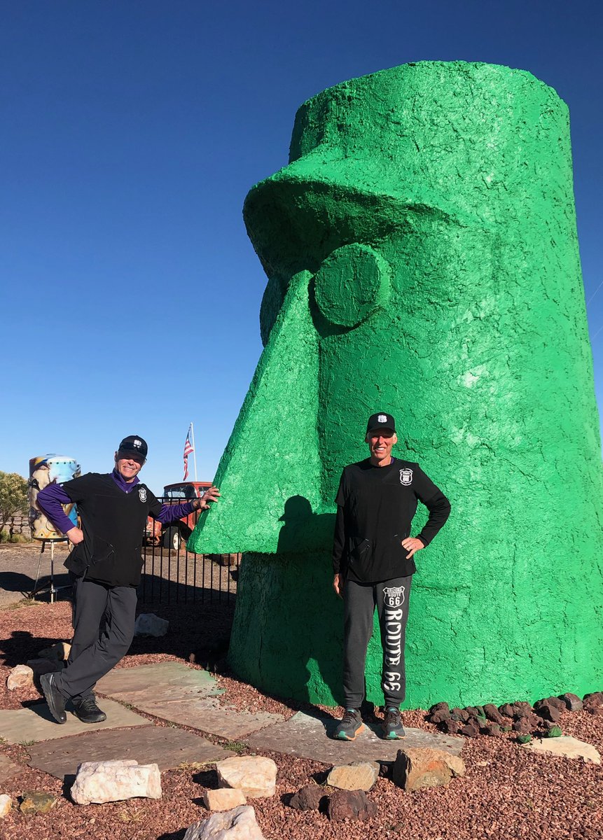 MarshallUlrich's tweet photo. Day 4 on Route 66: Giganticus Headicus at Antares. And Kingman: Route 66 Historic Museum, Mr. D’z Diner, the drive through Route 66 sign, and a visit from Nikki and Josh (c/o my FB for more). You can donate until The Longest Day to End ALZ https://t.co/XKD4i4B7Az https://t.co/9jXCJkzi2Y