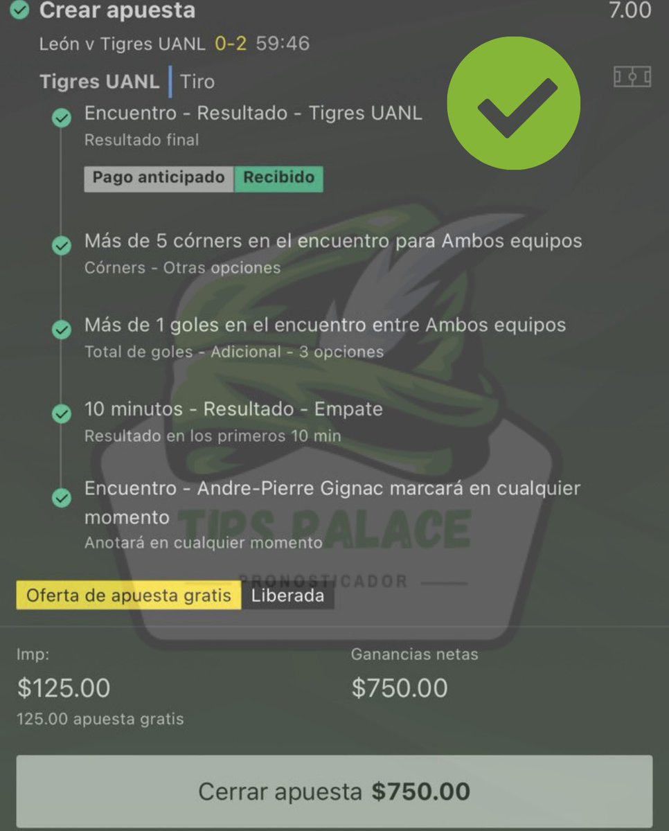 tips_palace's tweet photo. La locura del día de hoy!! Cobramos nuestros 3 #FreePicks con $158 pesos te pudiste haber llevado $1,580, sígueme para que no te pierdas mis #FreePicks #apuestasdeportivas #tips #picks #bet365 #apuestas https://t.co/Z1QqqBmBTb