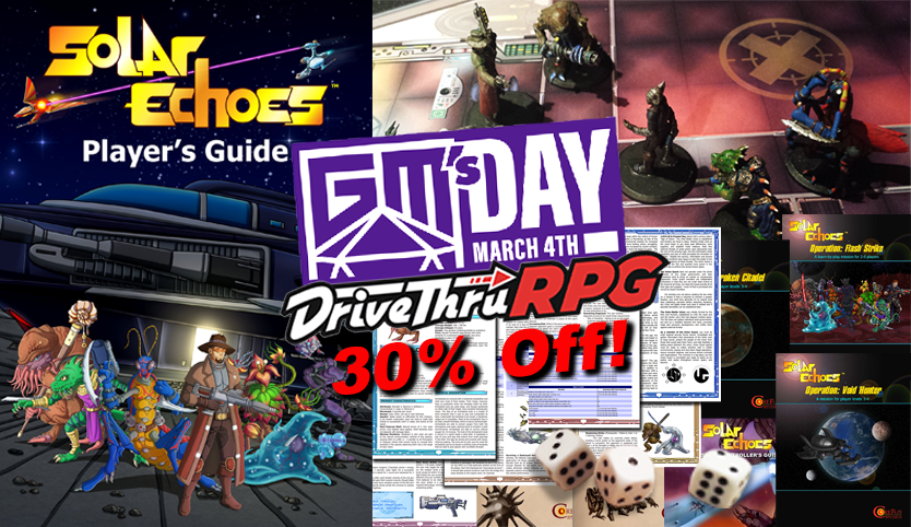 SolarEchoesRPG's tweet photo. Only 1 more day: Sale for 30% off @DriveThruRPG 
Try scifi tabletop RPG Solar Echoes if you like aliens, tactical combat, hacking, and starship battles!

https://t.co/YN7pXjwmc3

#SolarEchoes #TTRPG #RPG #tabletopgames #scifi #roleplaying #tabletopgaming #adventure #miniatures https://t.co/FPD7hxCsqm